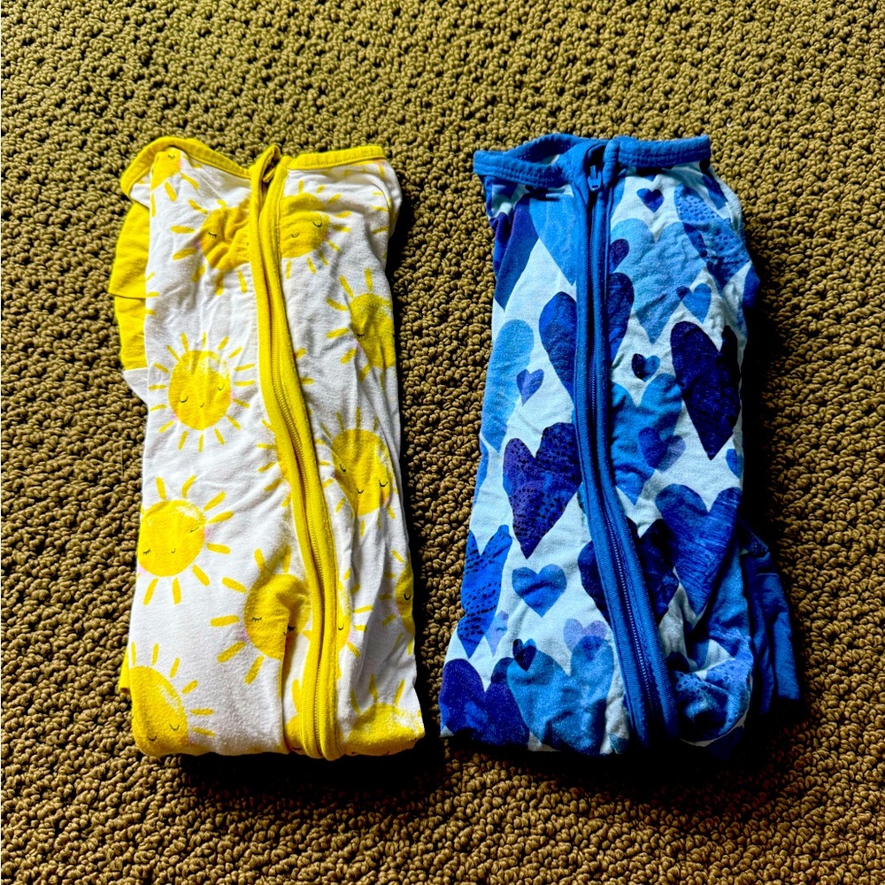 Little Sleepies Yellow Sun and Blue Heart Footies